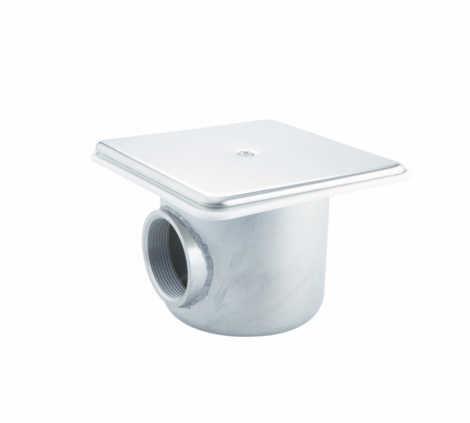 Sifon principal cu capac patrat din otel inoxidabil, cu iesire de 2''
